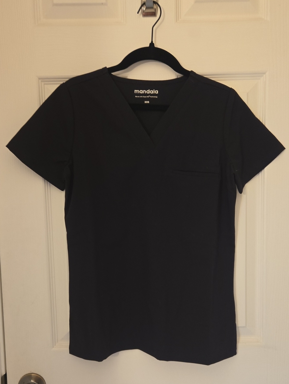 Mandala Women's Black V-Neck Short Sleeve Top